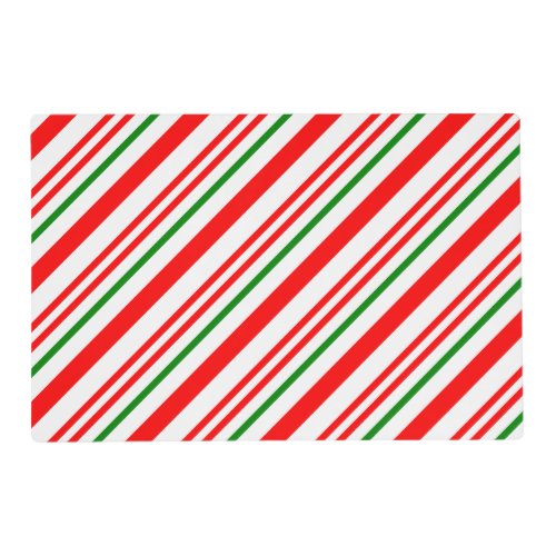 Candy Cane Christmas Red Green Stripes Pattern Placemat