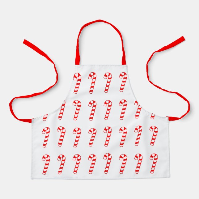 Candy Cane Christmas Red White Apron (Front)