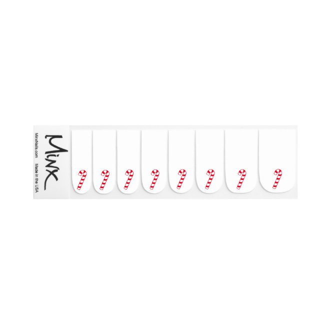 Candy Cane Christmas Red White Minx Nail Art Decal (Right Hand)