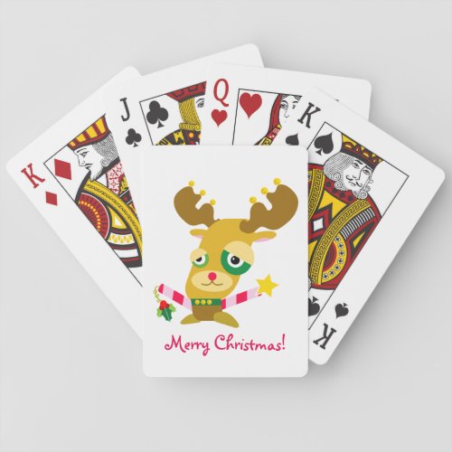 Candy Cane Christmas Reindeer Playing Cards
