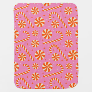 Candy cane Christmas retro pattern    Baby Blanket