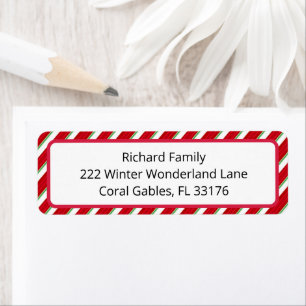 Candy Cane Christmas Return Address Label