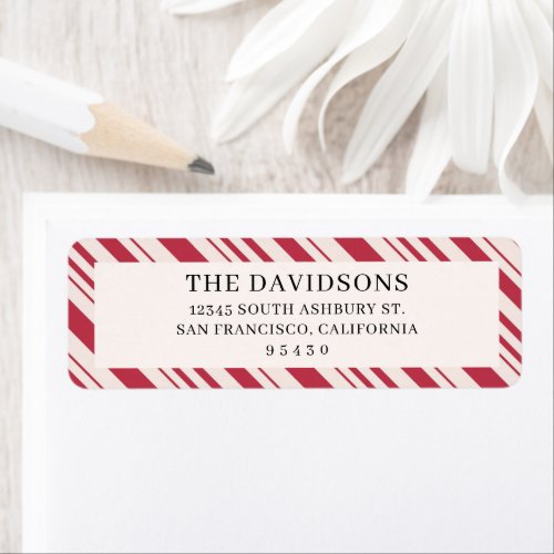 Candy Cane Christmas Return Address Label Stickers