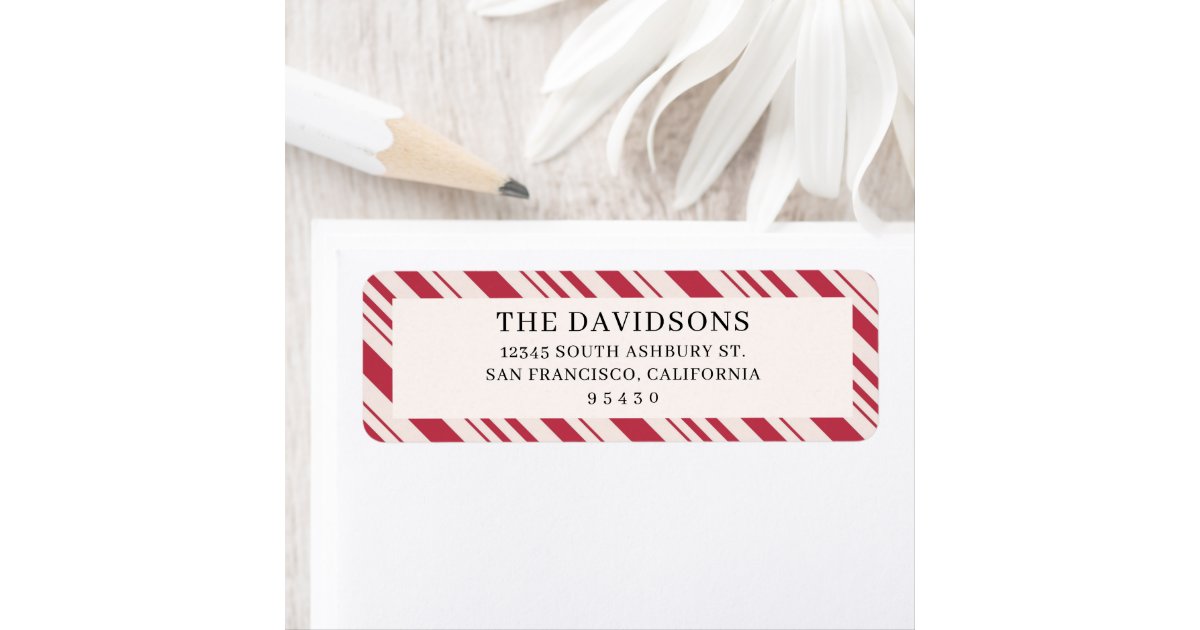 Candy Cane Christmas Return Address Label Stickers Zazzle
