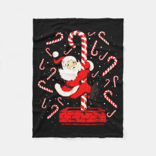 Candy Cane Christmas Santa Funny Lights Xmas Men W Fleece Blanket