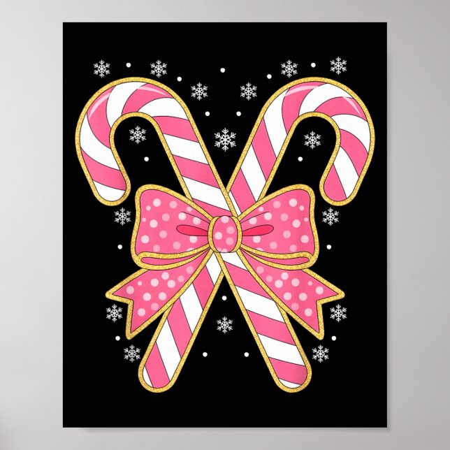 Candy Cane Christmas Season Girls Womens Retro Coq Poster (Front)