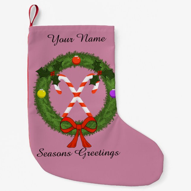 Candy Cane Christmas Stocking (Customizable) (Front)