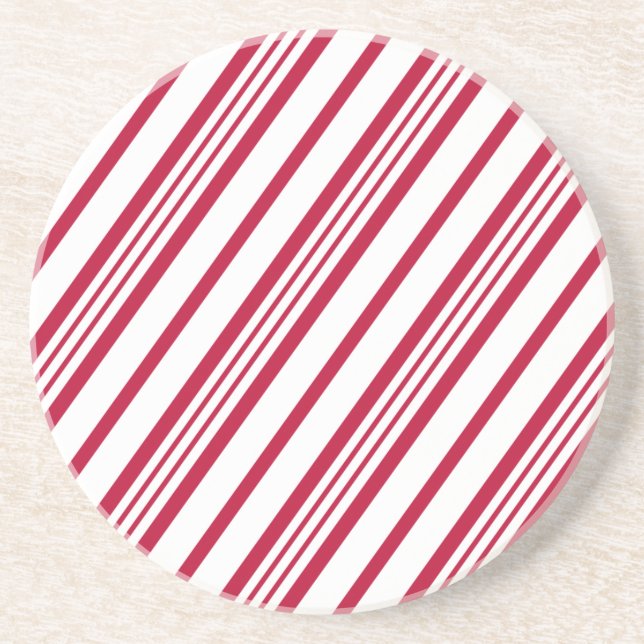 Candy Cane Christmas stripe Coaster (Front)