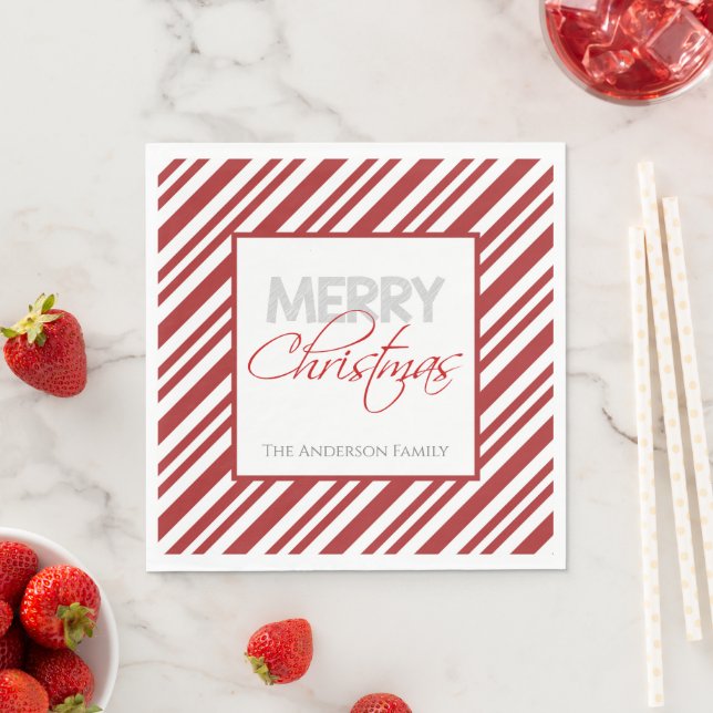 Candy Cane Christmas Stripe | Custom Napkins (Insitu)
