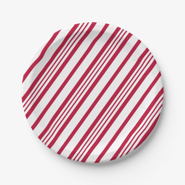 Candy Cane Christmas stripe Paper Plates (Front)