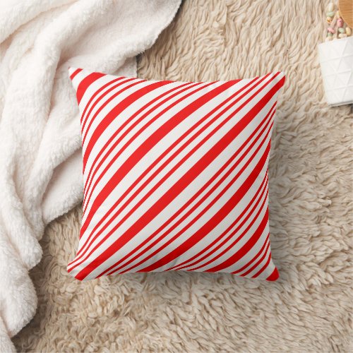 Candy Cane Christmas Stripe Pattern Throw Pillow