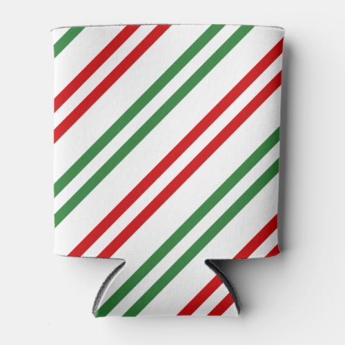 Candy Cane Christmas Stripes Red Green Can Cooler