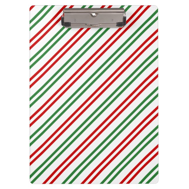 Candy Cane Christmas Stripes Red Green Clipboard (Front)
