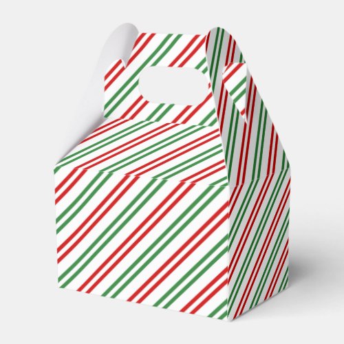 Candy Cane Christmas Stripes Red Green Favor Boxes