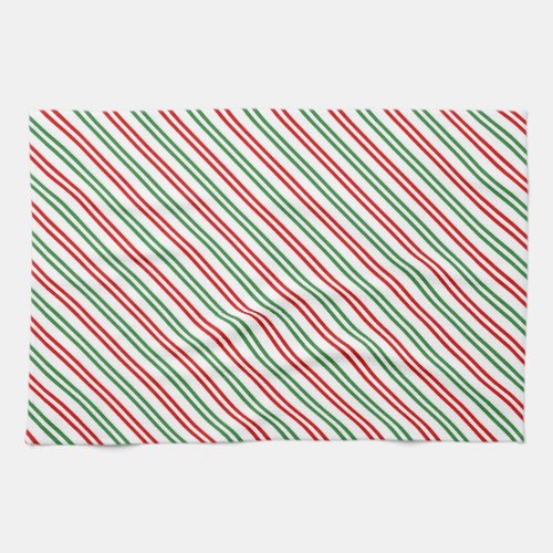 Candy Cane Christmas Stripes Red Green Kitchen Towel