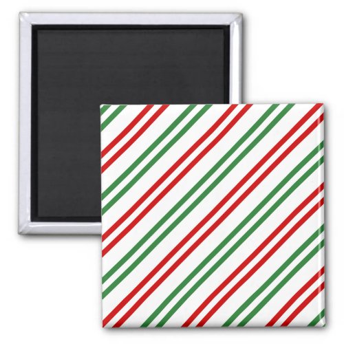 Candy Cane Christmas Stripes Red Green Magnet