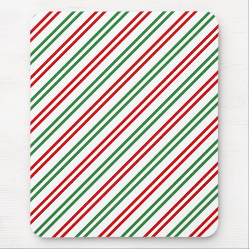 Candy Cane Christmas Stripes Red Green Mouse Pad