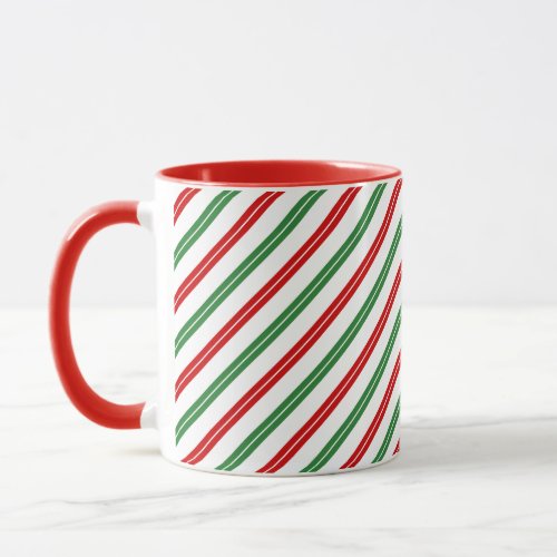 Candy Cane Christmas Stripes Red Green Mug