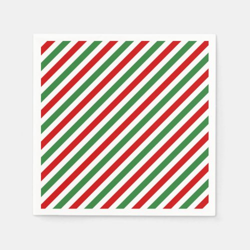 Candy Cane Christmas Stripes Red Green Napkins