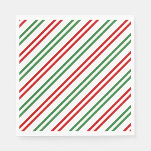 Candy Cane Christmas Stripes Red Green Napkins