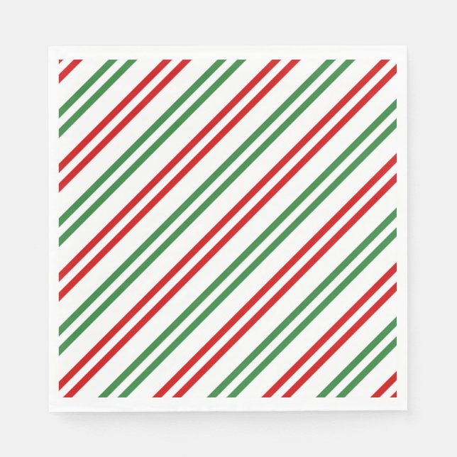 Candy Cane Christmas Stripes Red Green Napkins (Front)