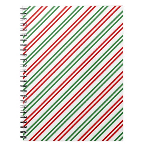 Candy Cane Christmas Stripes Red Green Notebook