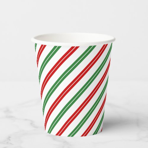 Candy Cane Christmas Stripes Red Green Paper Cups