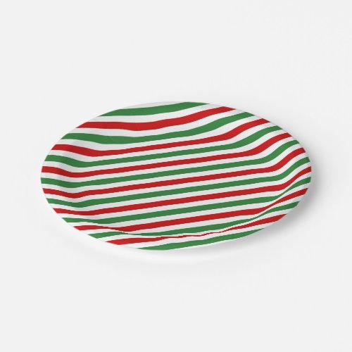 Candy Cane Christmas Stripes Red Green Paper Plates