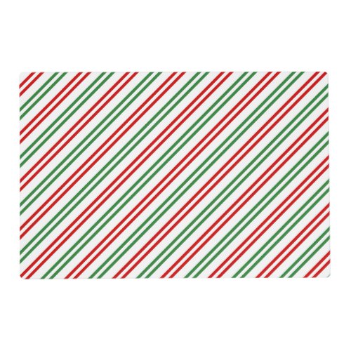 Candy Cane Christmas Stripes Red Green Placemat
