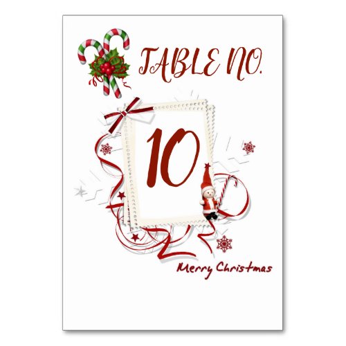 Candy Cane Christmas Table Number