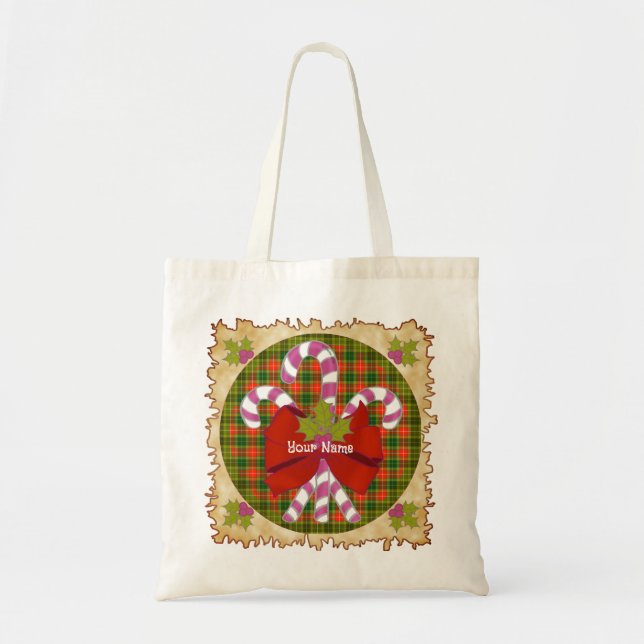 Candy Cane Christmas tote bags (Front)