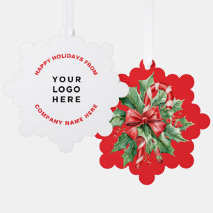 Candy Cane Christmas Tree Business Logo Red Ornament Card