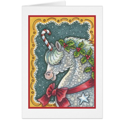 CANDY CANE CHRISTMAS UNICORN GREETING CARD B