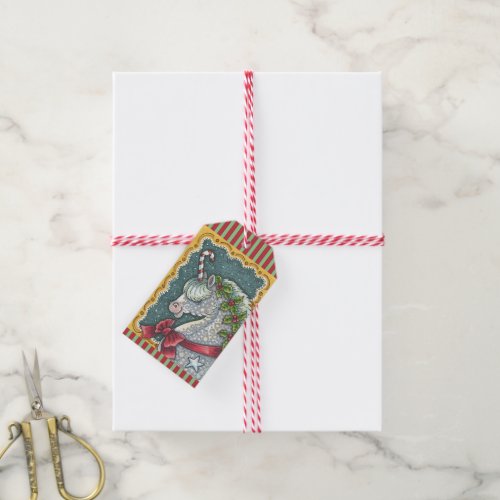 CANDY CANE CHRISTMAS UNICORN HORSE PONY GIFT TAGS