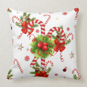 Candy Cane Christms Throw Pillow