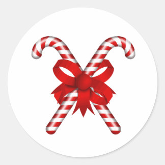 Candy Cane Classic Round Sticker