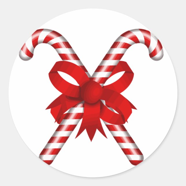 Candy Cane Classic Round Sticker (Front)
