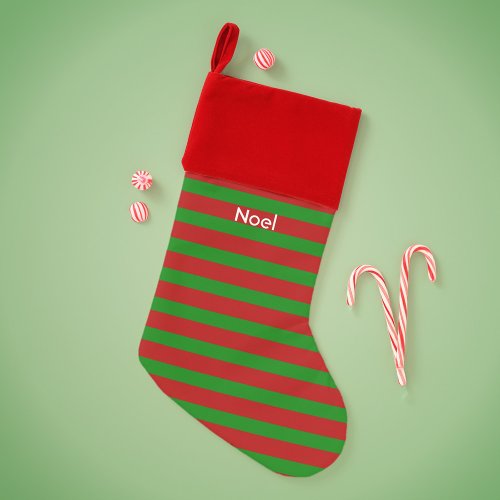 Candy Cane Classic Striped Red and Green   Christmas Stocking