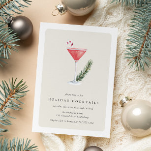 Candy Cane Cocktail   Holiday Party Invitation