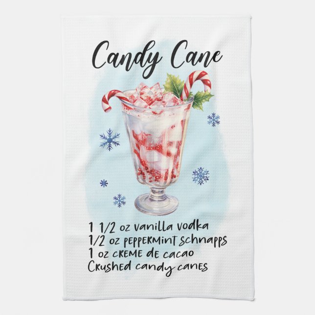 Candy Cane Cocktail Recipe Holiday  Kitchen Towel (Vertical)