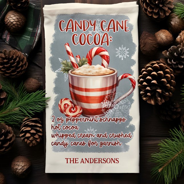 Candy Cane Cocoa Christmas Cocktail Recipe Custom Kitchen Towel (Creator Uploaded)
