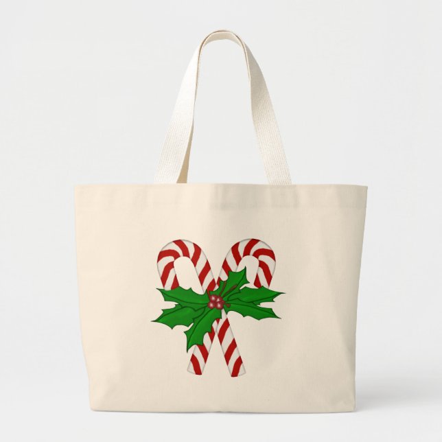 Candy Cane Collection Large Tote Bag (Front)
