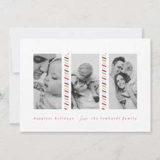 Candy Cane Cool Three Photo Holiday Card