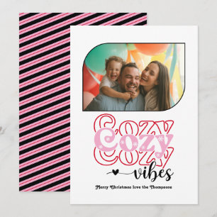 Candy Cane Cozy Vibes Only Christmas Photo Holiday Card