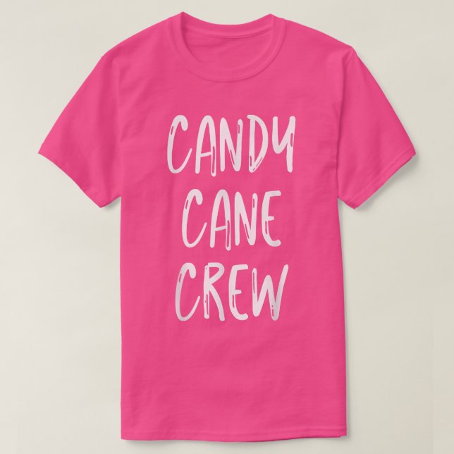 Candy Cane Crew Christmas Bright Red and White Can T-Shirt (Design Front)