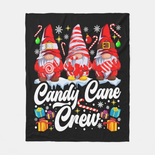 Candy Cane Crew Christmas Candy Lover Gnome Fleece Blanket