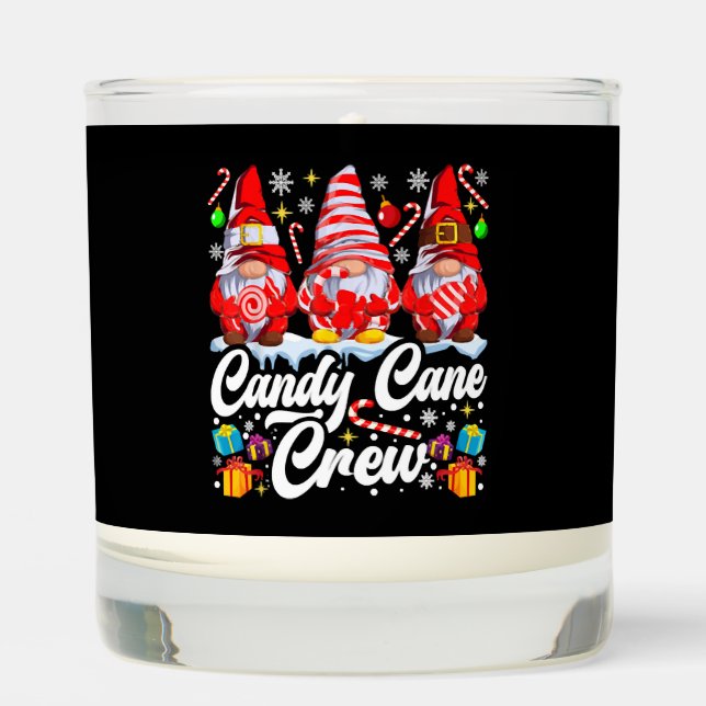 Candy Cane Crew Christmas Candy Lover Gnome Scented Candle (Front)