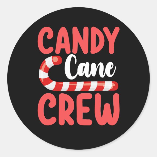 Candy Cane Crew Christmas Family Holiday Pajamas Classic Round Sticker (Front)