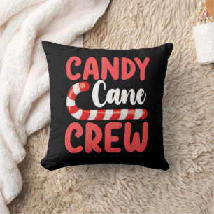 Candy Cane Crew Christmas Family Holiday Pajamas Throw Pillow
