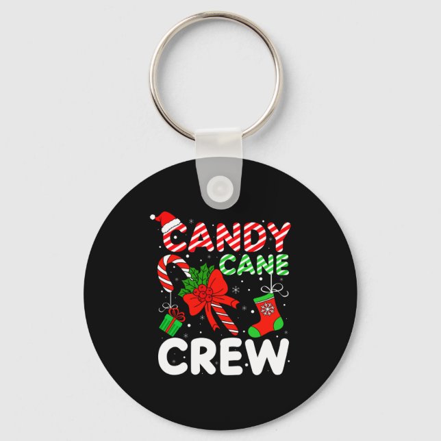 Candy Cane Crew Christmas Funny Xmas Matching Fami Keychain (Front)